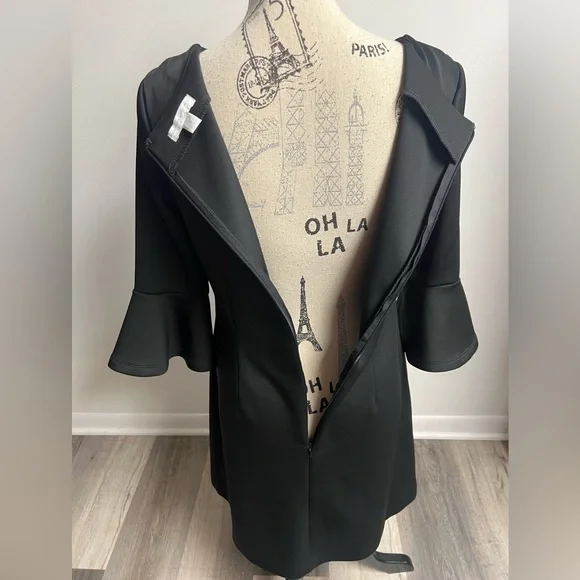 Black Dress with Mock Neck & Bell Sleeves! - Picture 5 of 15